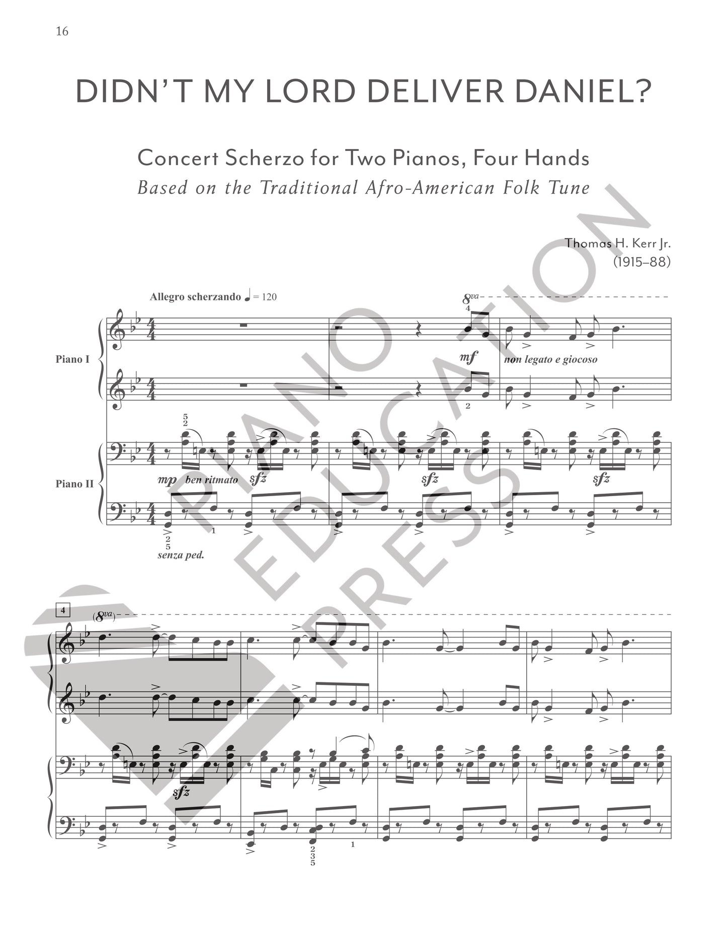 Didn't My Lord Deliver Daniel?: Concert Scherzo for Two Pianos, Four Hands