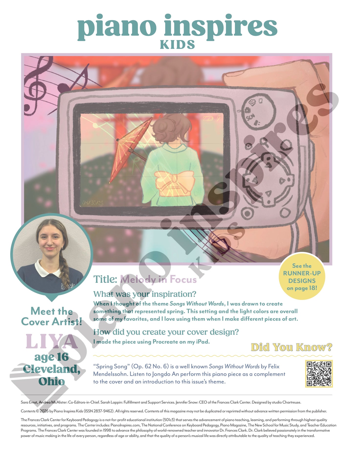 Piano Inspires Kids - Winter 2026: Songs Without Words