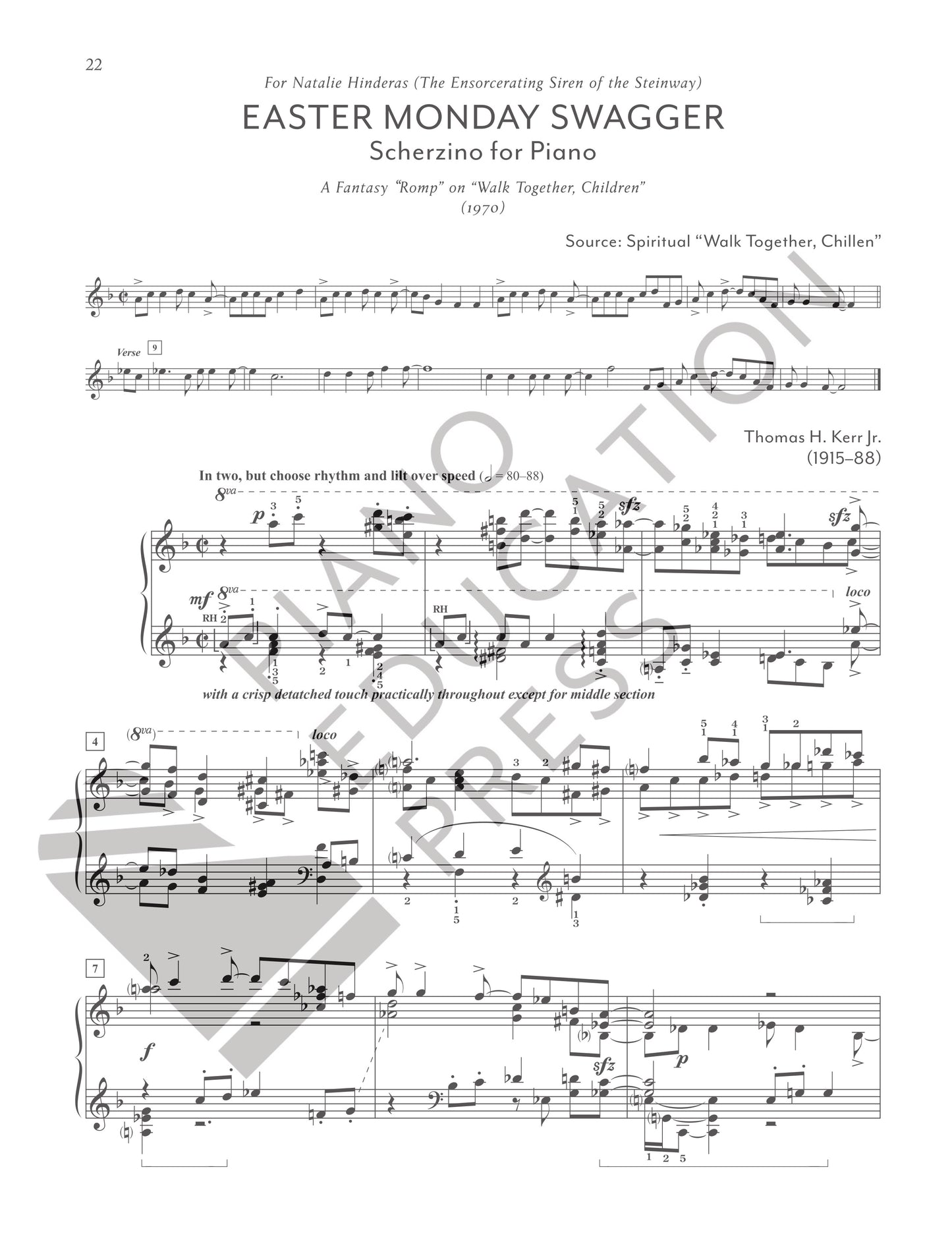Easter Monday Swagger: Scherzino for Piano - A Fantasy "Romp" on "Walk Together, Children"