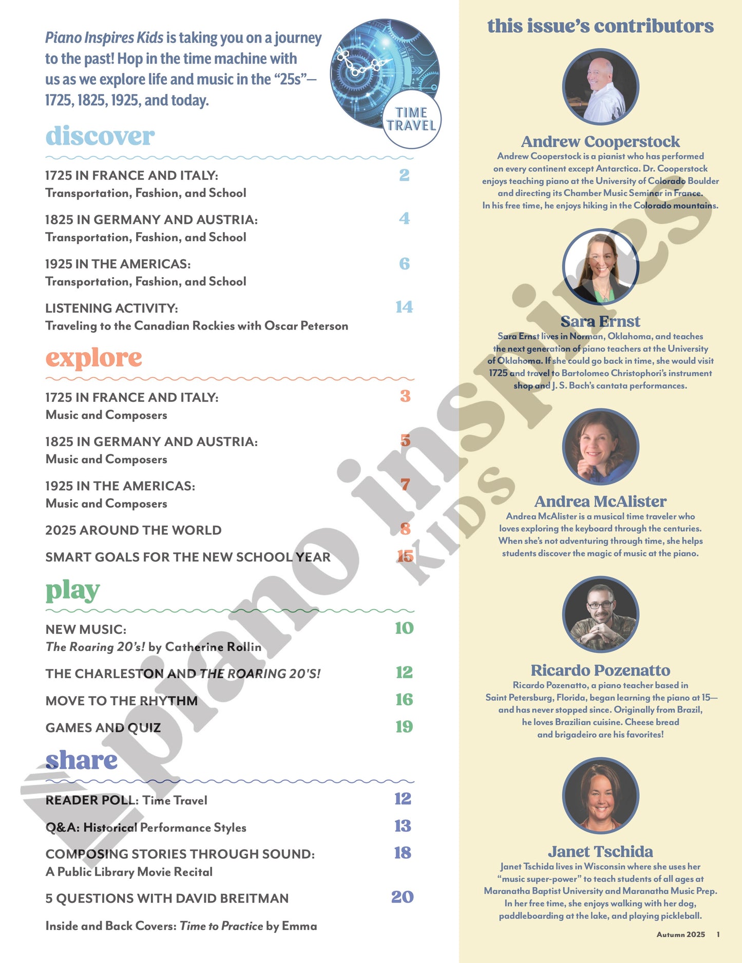 Piano Inspires Kids - Autumn 2025: Time Travel through the '25s