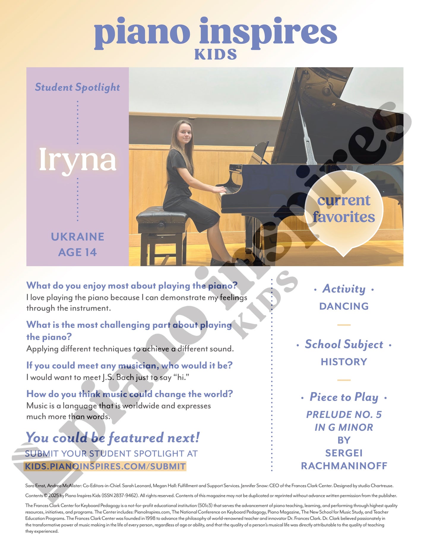 Piano Inspires Kids - Spring 2025: Music and Listening
