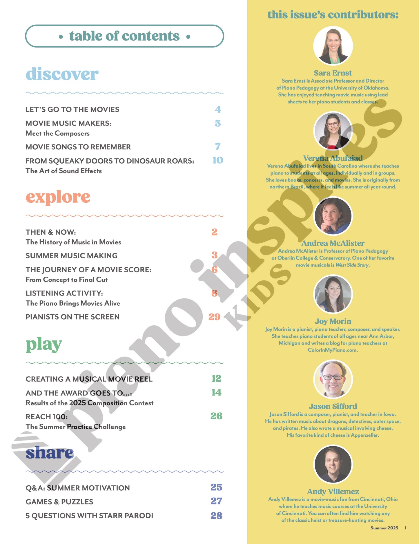Piano Inspires Kids - Summer 2025: Let's Go to the Movies!