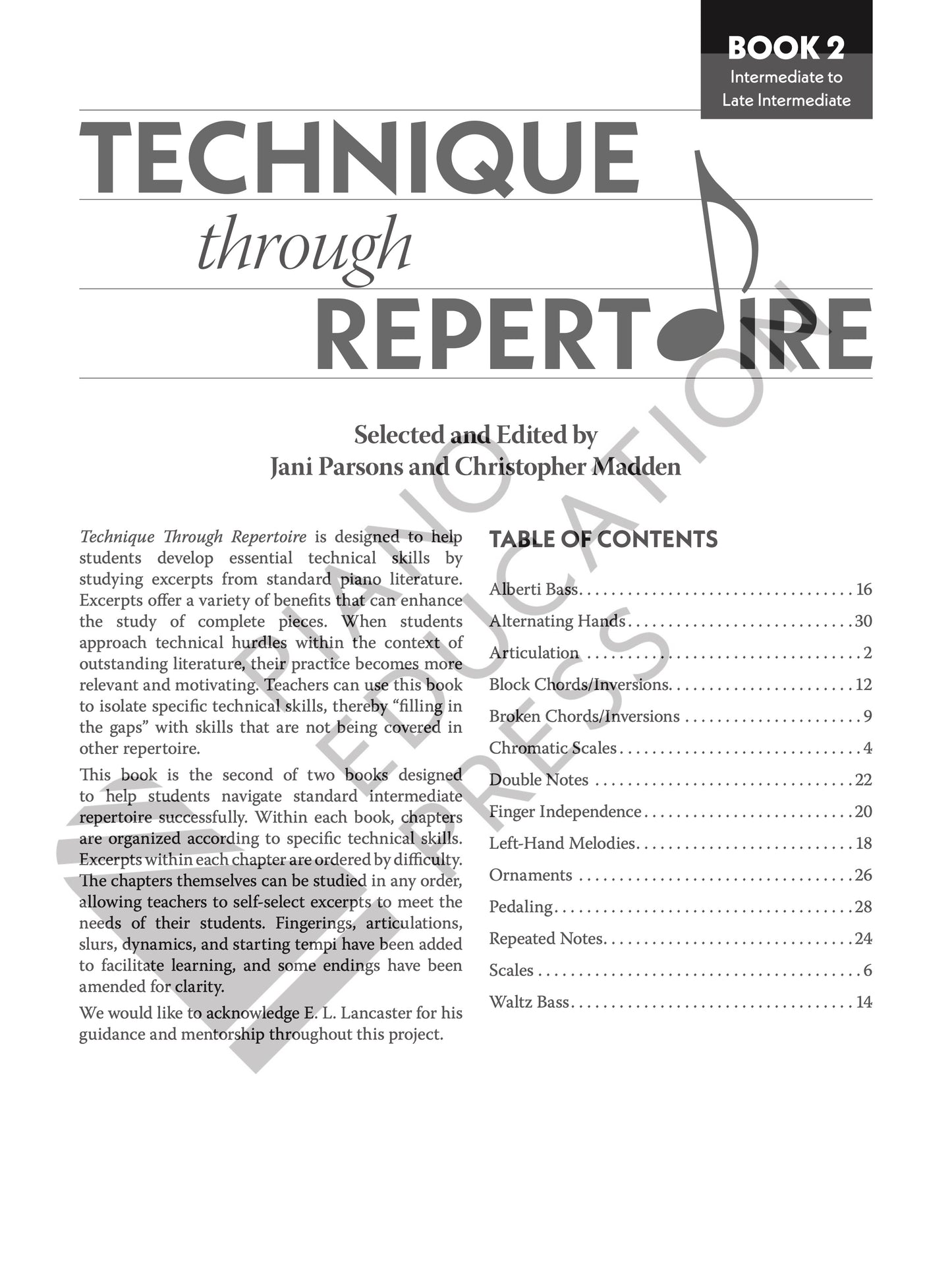 Technique through Repertoire Book 2, Christopher Madden and Jani Parsons